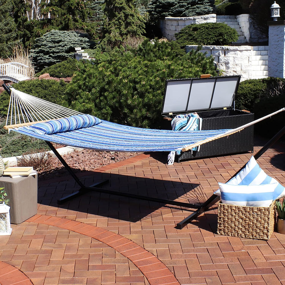 Sunnydaze Quilted Double Hammock for Outside with Pillow, Catalina Beach