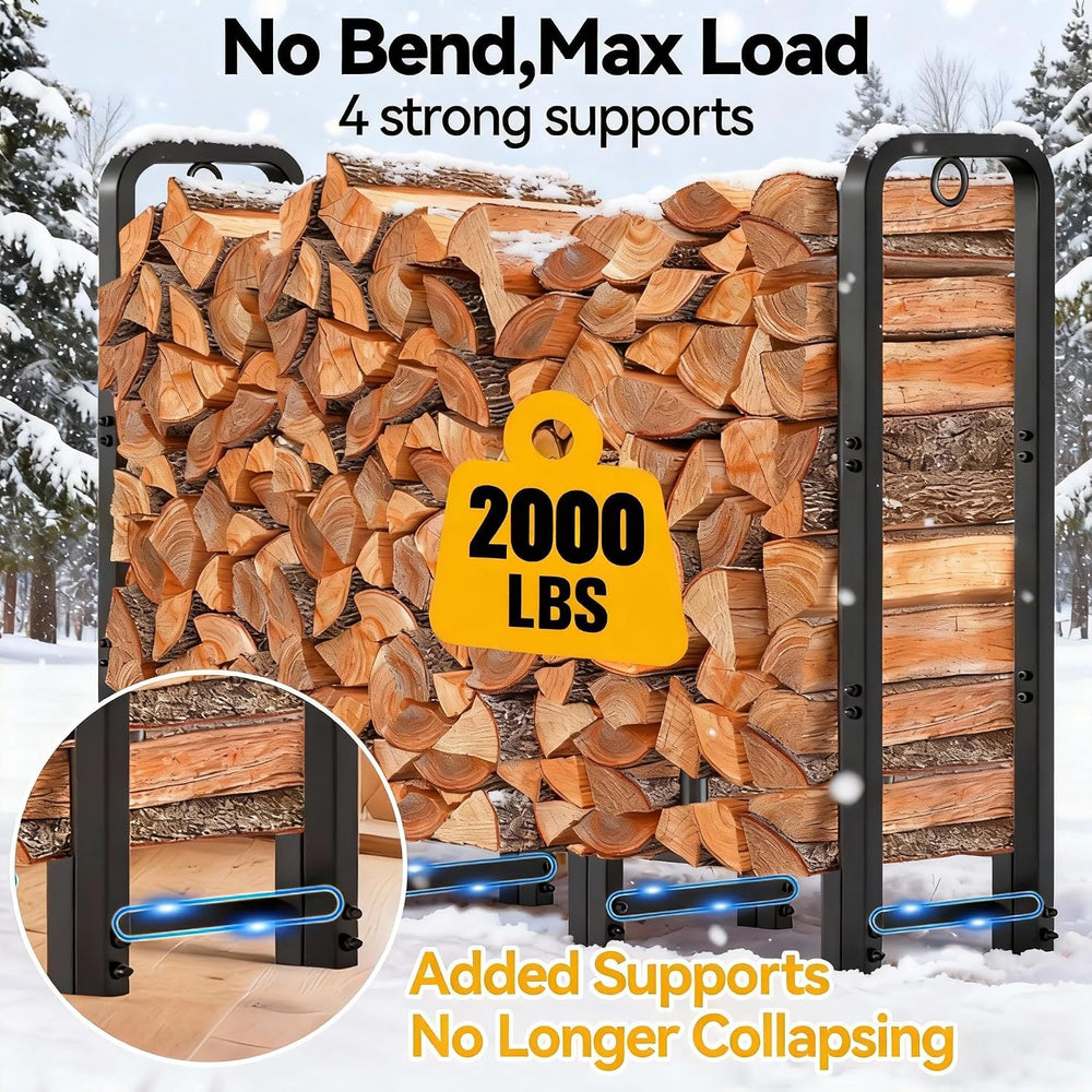 Amagabeli 4ft Firewood Log Rack with Cover Outdoor Heavy Duty Firewood Rack W...