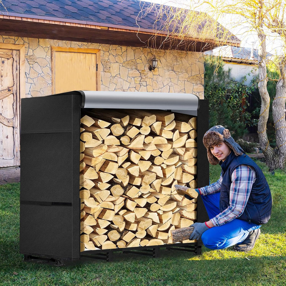4ft Firewood Rack Outdoor with Waterproof Widened Cover