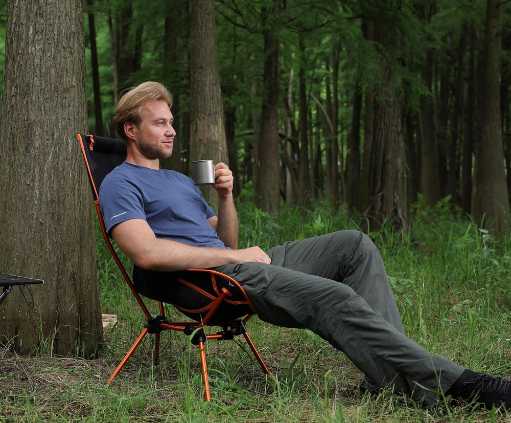 MARCHWAY Lightweight Folding High Back Camping Chair with Head Support, Stabl...