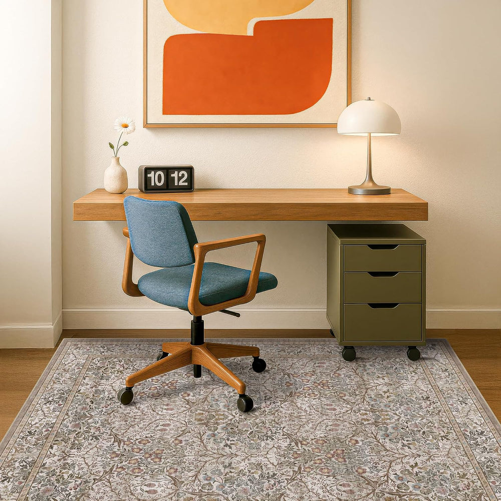 Vintage 4x6 Entryway Rug, Washable Area Rugs for Mudroom, Bedside Rugs Bedroo...