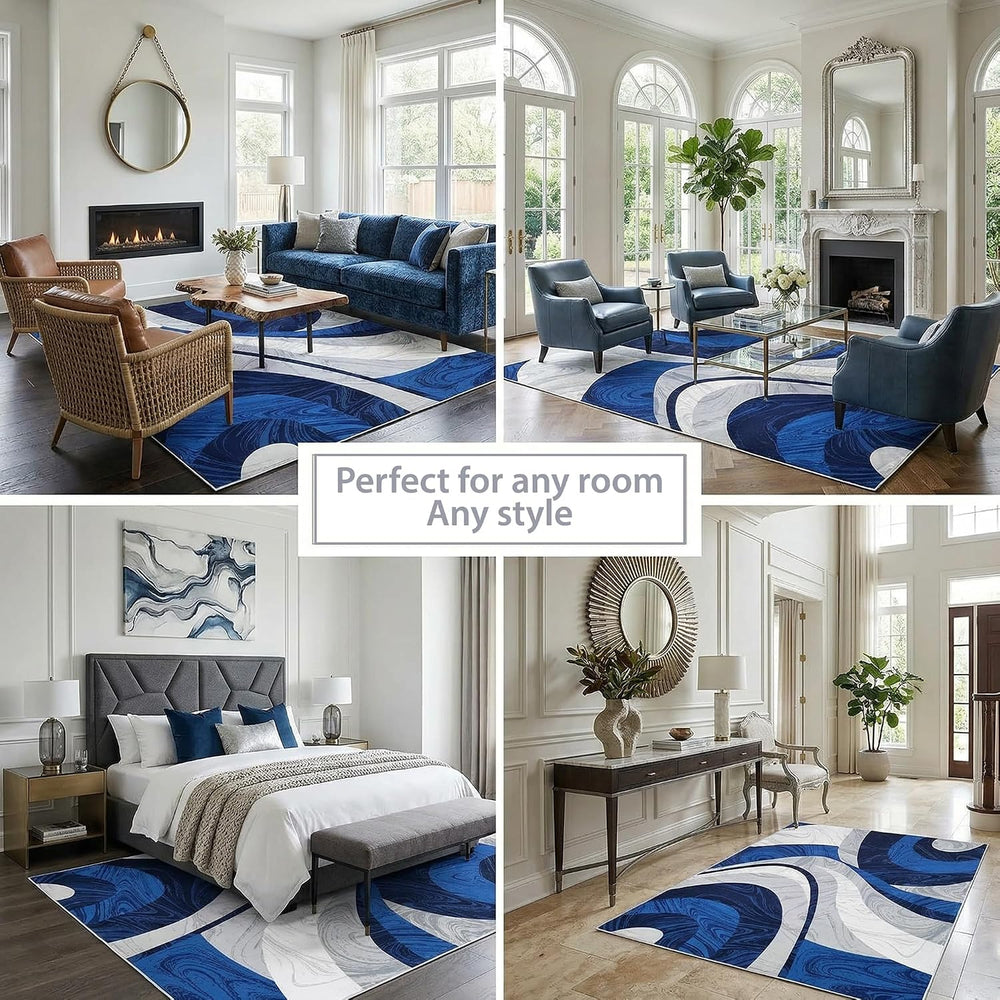 Washable Area Rug for Living Room, Indoor, Dinig Room – Soft Pile Non-Slip Ru...