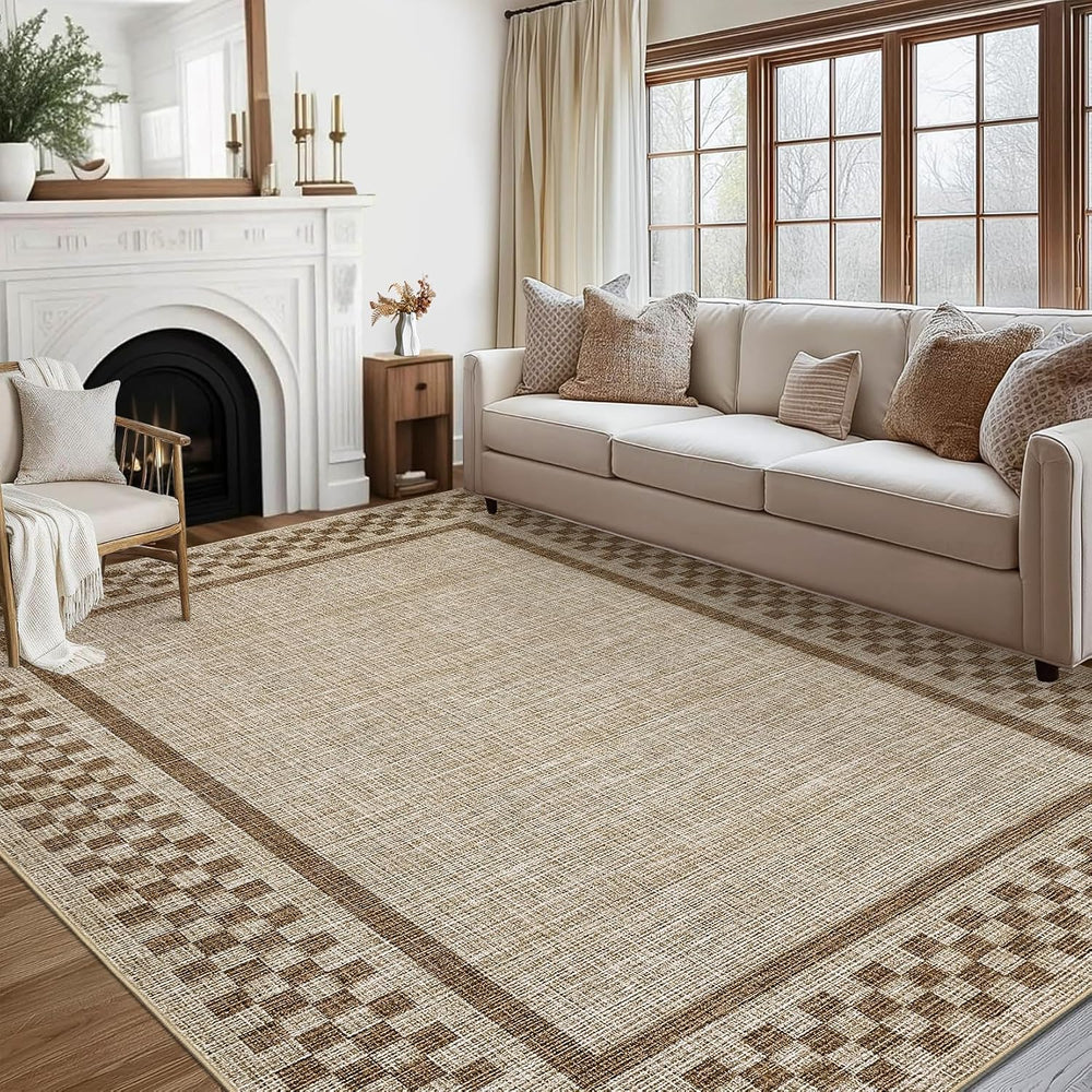 GarveeHome Modern Bordered 8x10 Washable Area Rugs for Living Room Bedroom
