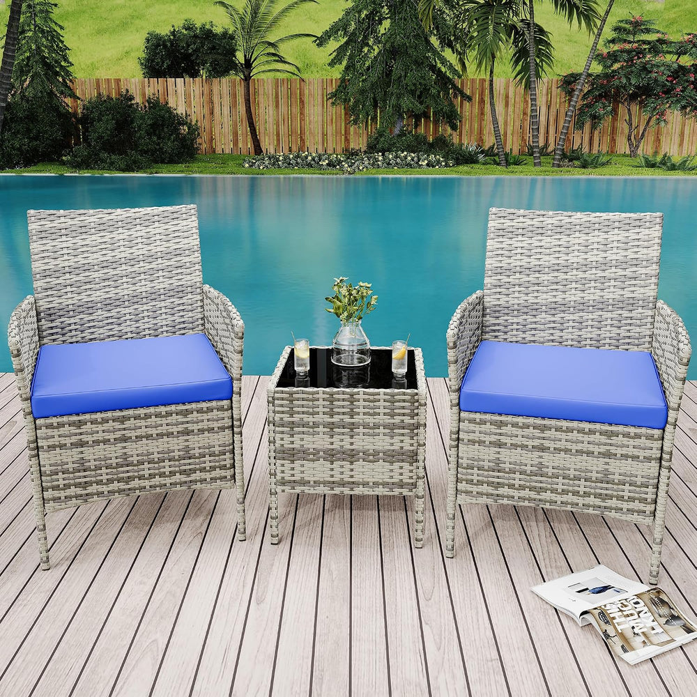 GarveeLife 3-Piece Patio Furniture Set, Rattan Outdoor Furniture with 2 Chair...