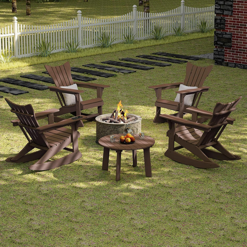 Outdoor Round Coffee Table, Adirondack Patio Coffee Table, Outdoor Large Side...