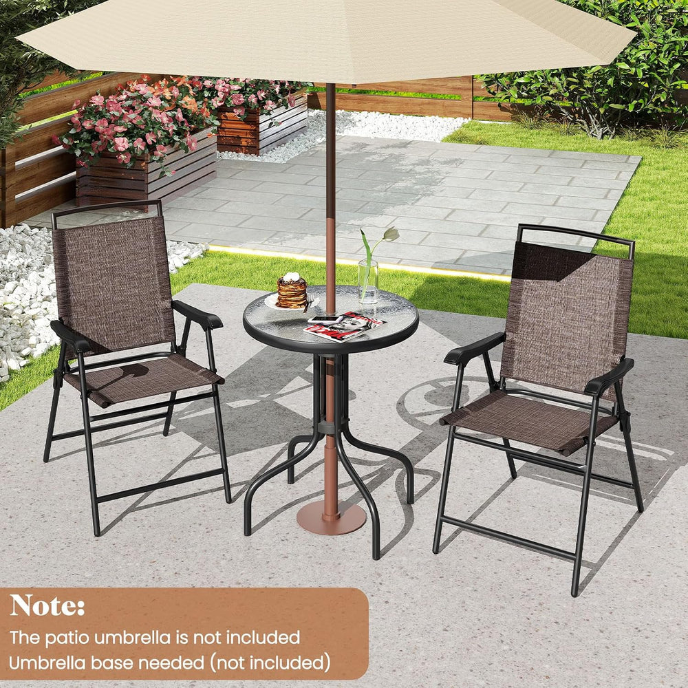 Goplus Patio Bistro Set, 3-Piece Patio Dining Furniture Set with Round Temper...