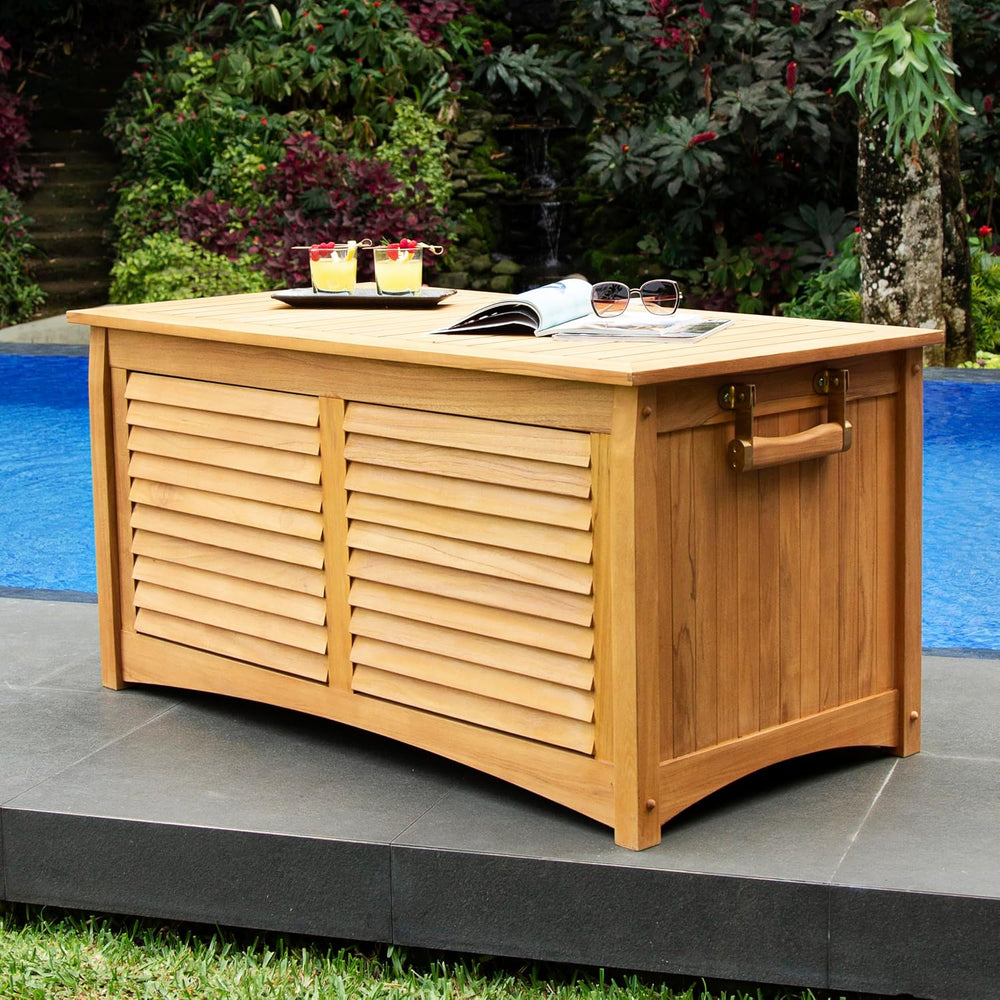 Cambridge Casual Arie Teak Outdoor Deck Storage Box Include Free Water Resist...
