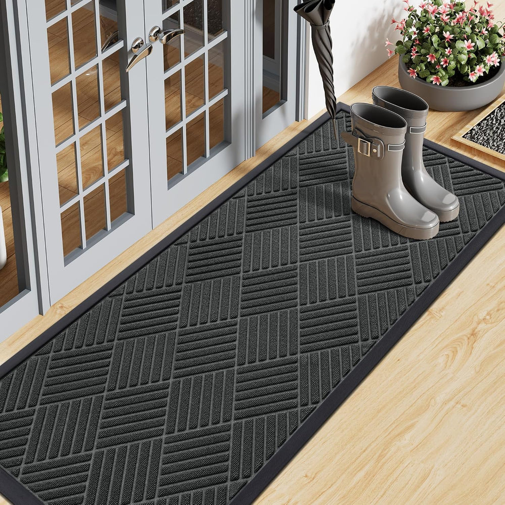 Smiry Front Door Mat Outside Entrance, Natural Rubber Doormat, 47x17 Inch