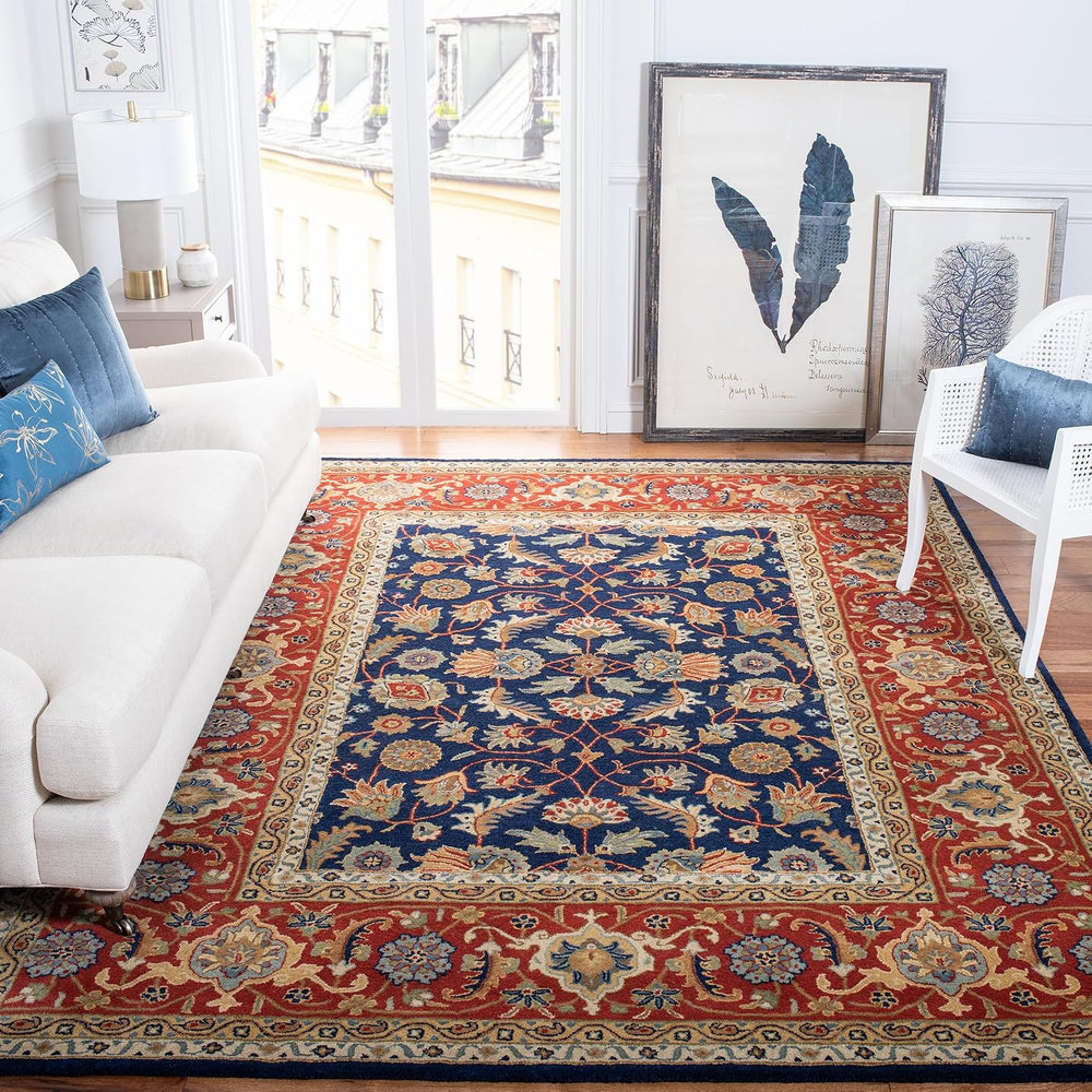 SAFAVIEH Royalty Collection Area Rug - 10' x 14', Navy & Rust, Ha...