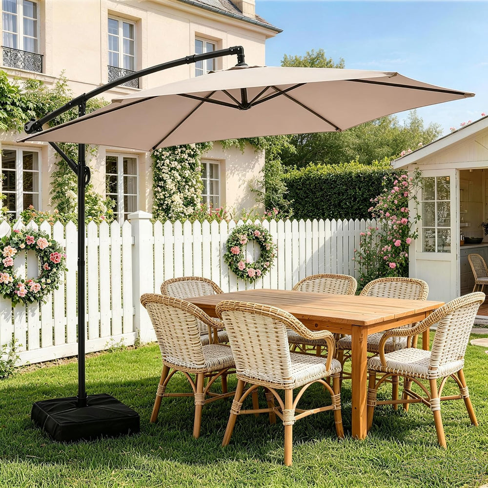 10FT Cantilever Offset Patio Outdoor Umbrella with Base Included