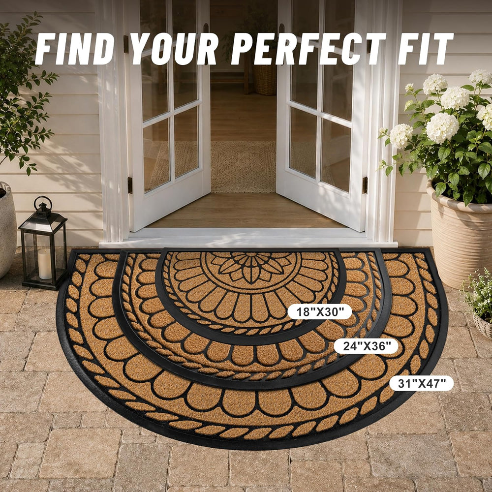 Mibao Half Round Door Mat, 23.5"x35.5", Yellow, Non-Slip Welcome En...