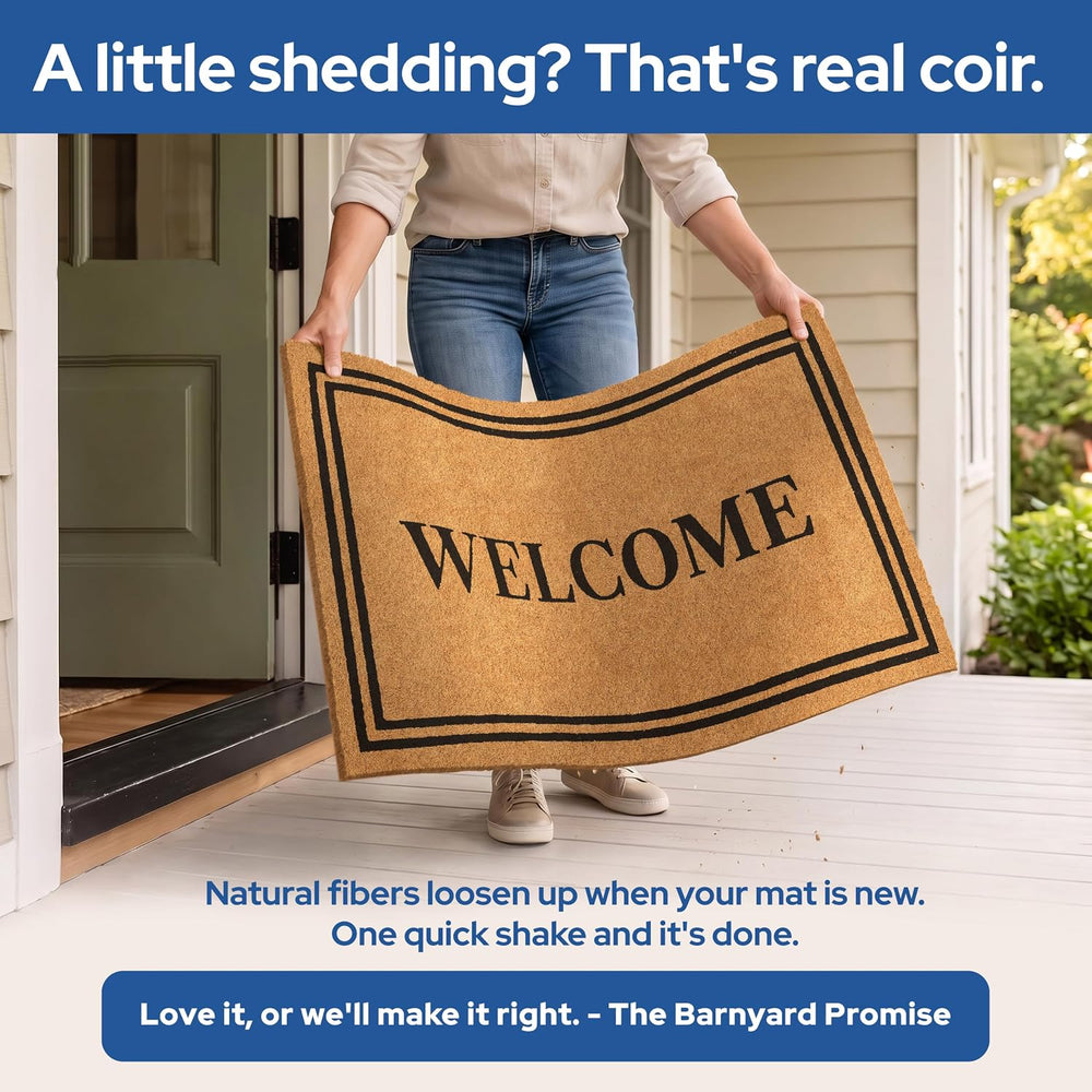 Barnyard Designs Natural Coco Coir Non-Slip Doormat (30x48, Welcome)