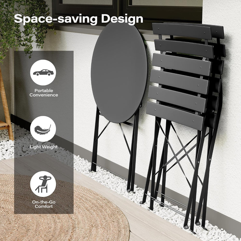 LAUSAINT HOME 3-Piece Folding Bistro Set, 2 Chairs and 1 Table, Weather-Resis...