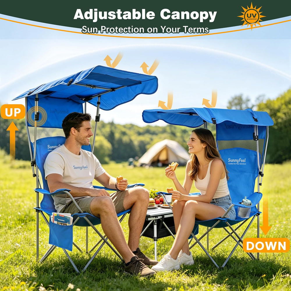 SUNNYFEEL Portable Folding Camping Chairs with Adjustable Canopy Shade