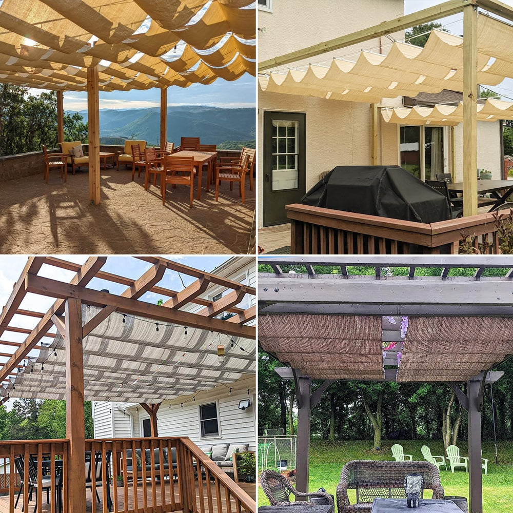 Windscreen4less 4' x 16' Retractable Sun Shade Canopy Cover Sliding W...