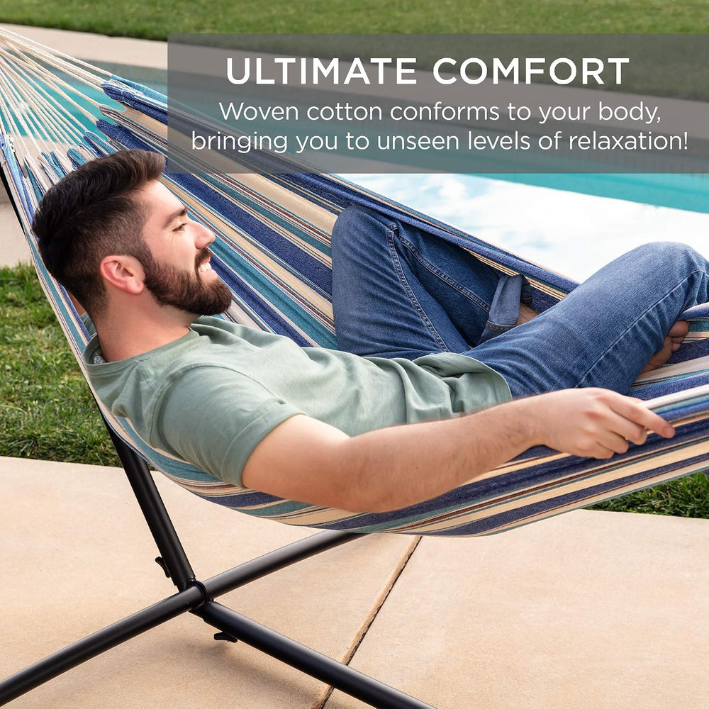 Best Choice Products Double Hammock with Steel Stand, Indoor Outdoor Brazilia...