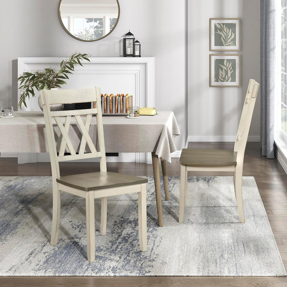 Lexicon Wood Dining Chair, Set of 2,Greywash/Antique White