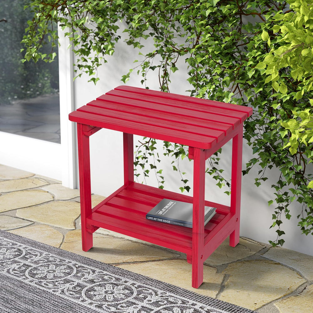 Shine Company Providence Rectangular Solid Wood Side Table, Outdoor Adirondac...