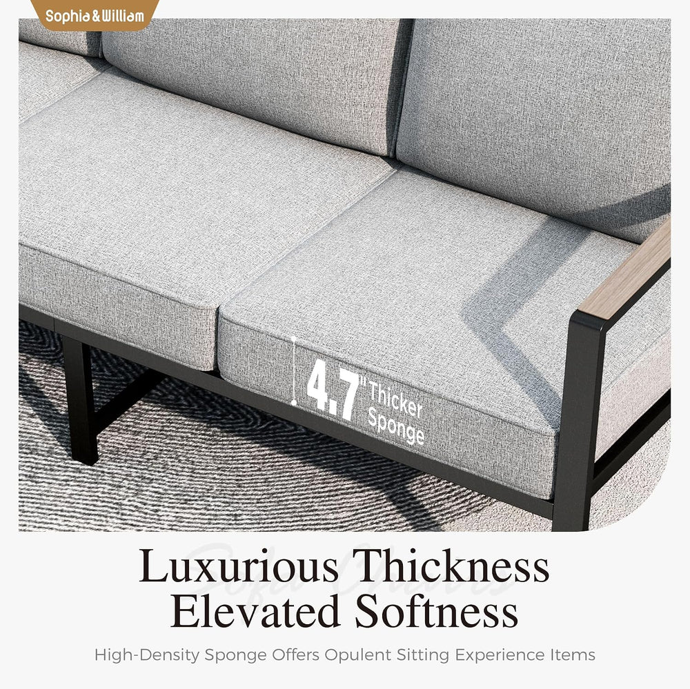 Sophia & William 4-Piece Modern Patio Furniture Set, Grey Cushion