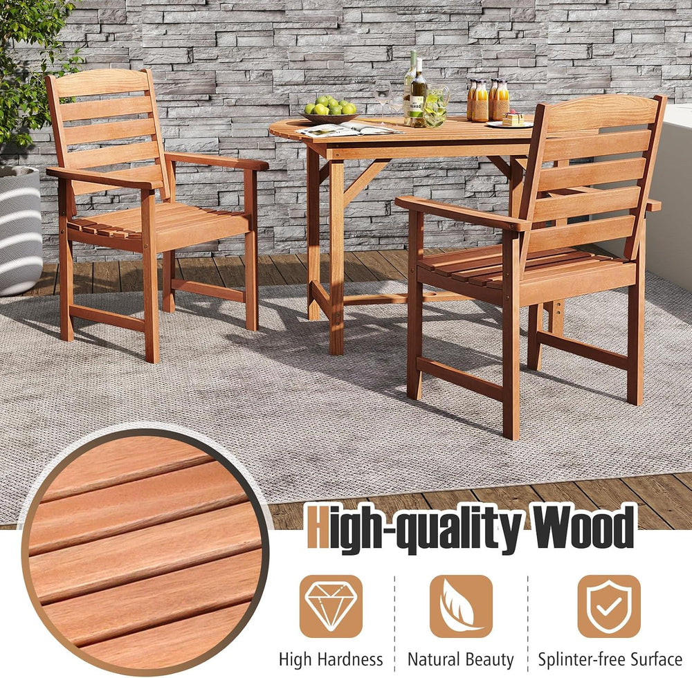 Tangkula Wood Patio Dining Chairs Set of 2, Wooden Outdoor Dining Chairs with...