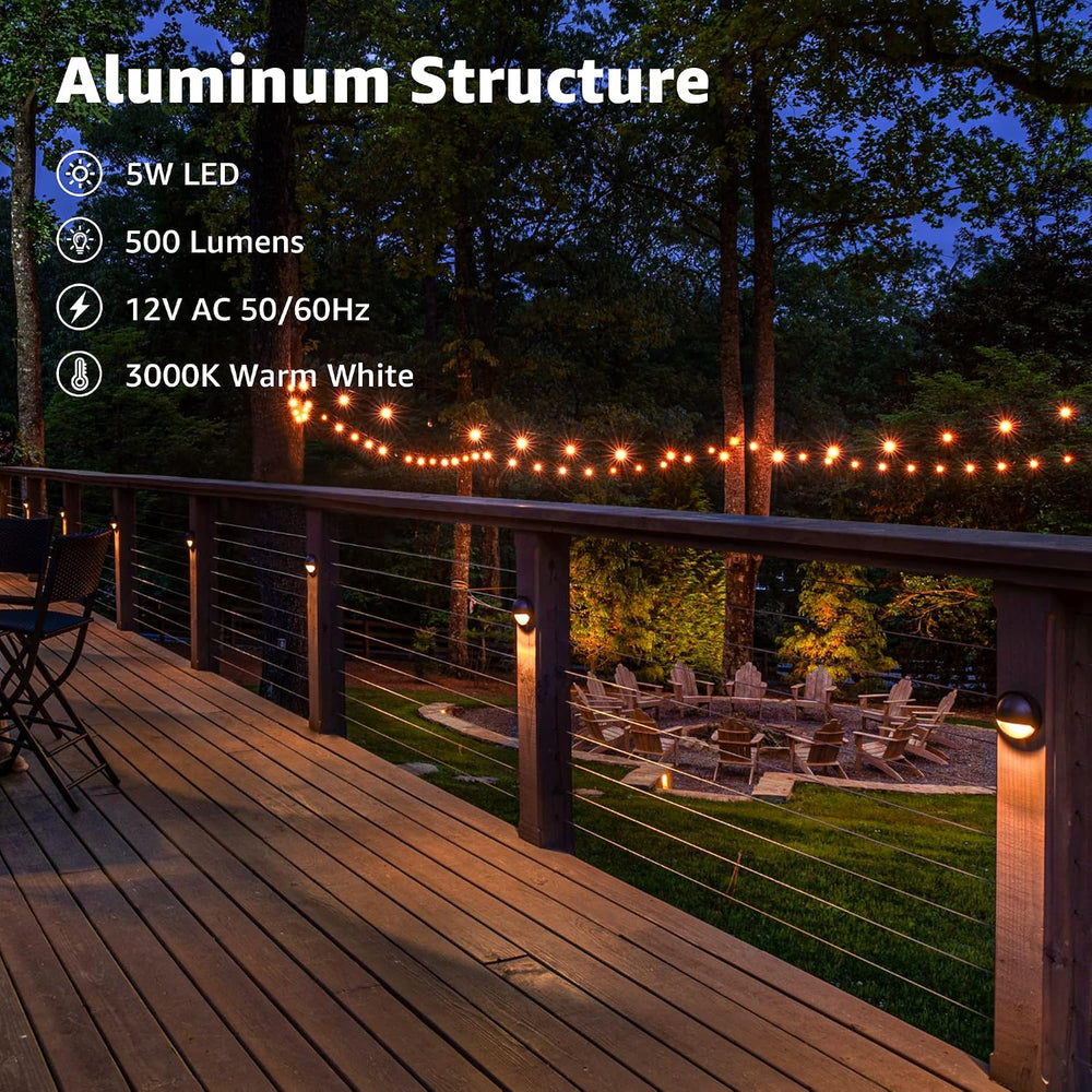 SUNVIE 5W 4" Low Voltage Deck Lights LED 3000K Brown Cast-Aluminum 12-Pack