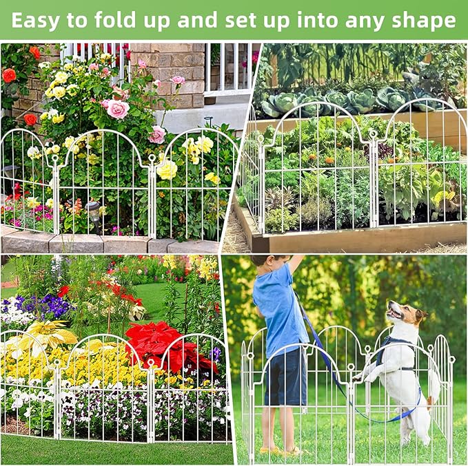 30 Pack White Decorative Garden Fence, 17in x33ft Garden Fencing Animal Barri...