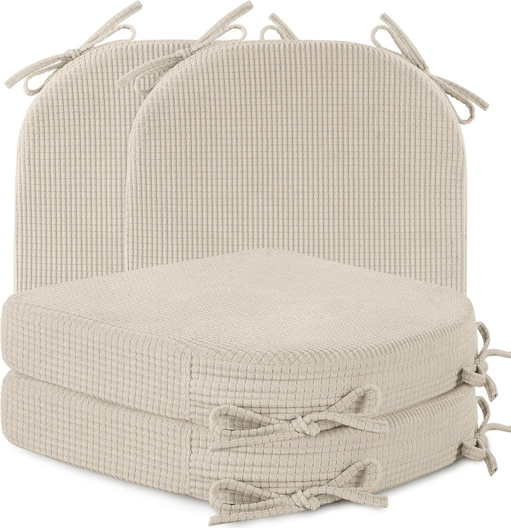 Dining Chair Cushions Set of 4 with Ties 16.5"x16.5" Beige