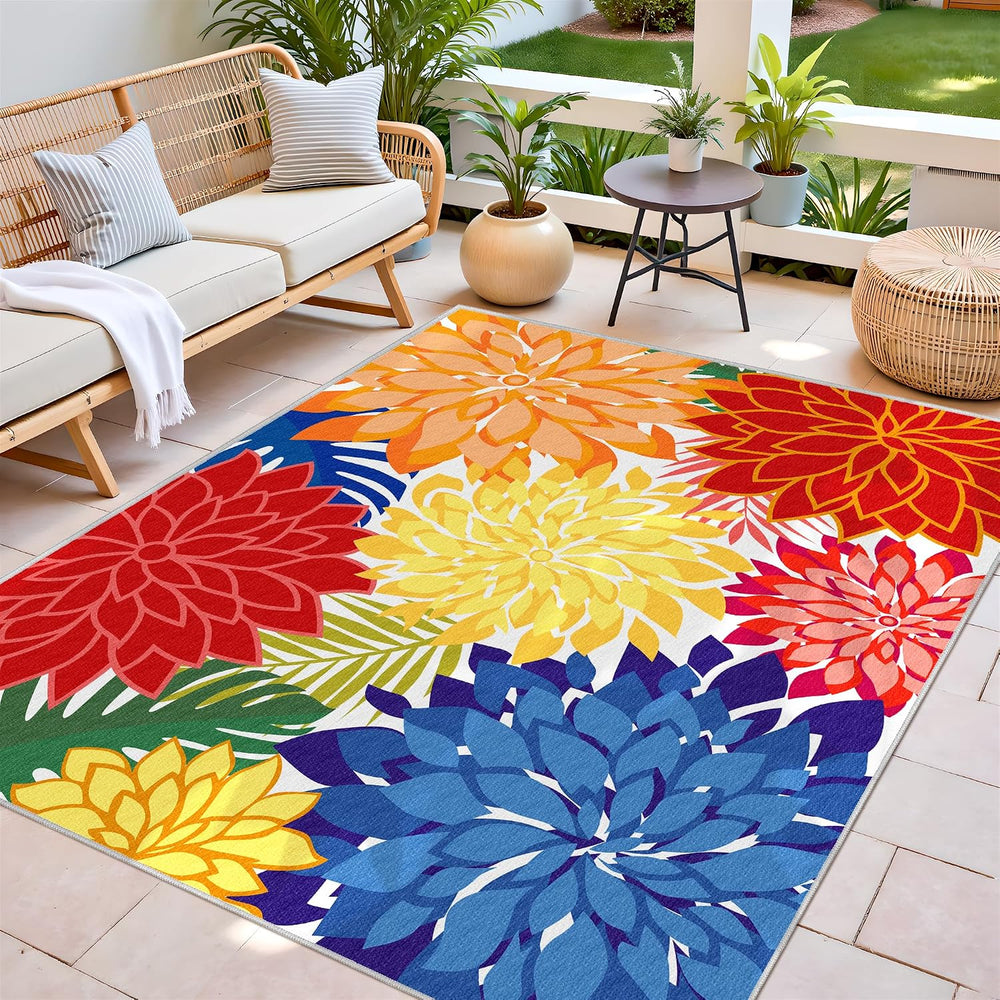 Arenarug Outdoor Rug Waterproof, Washable Patio Rug for Deck, 4x6, Colorful