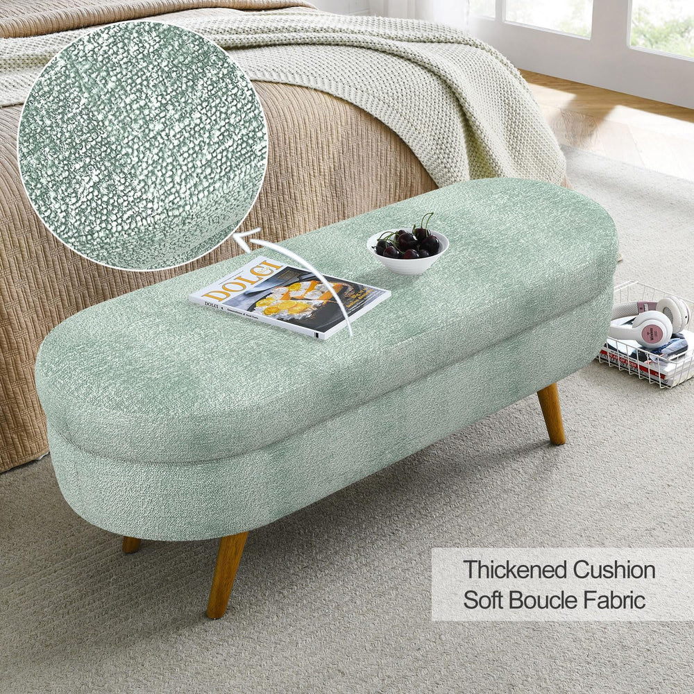 43.5" Fabric Storage Ottoman Bench for Bedroom,Upholstered Boucle Ottoma...
