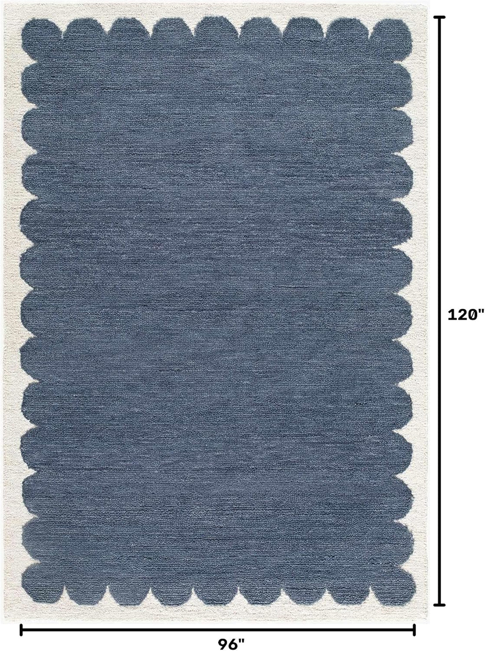 Hauteloom Kazuto Wool Living Room, Bedroom Area Rug - Scalloped Border Plain ...