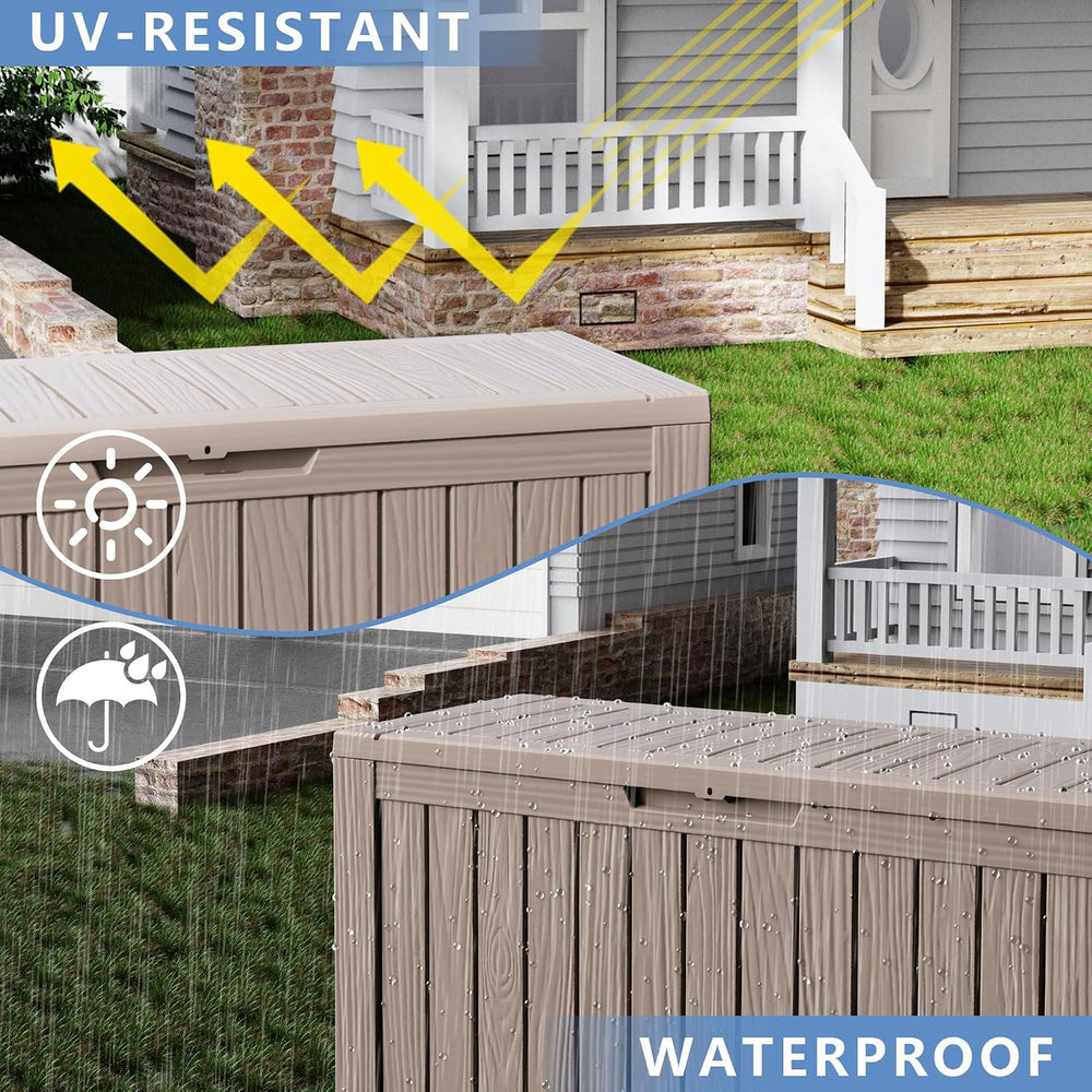 90 Gallon Waterproof Resin Deck Box, UV Resistant Outdoor Storage for Garden,...