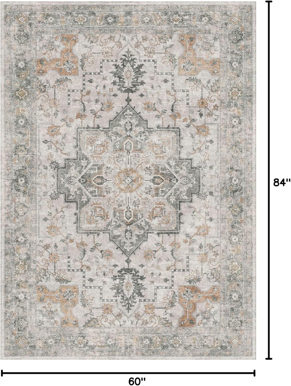 GENIMO 5x7 Washable Area Rugs for Living Room, Non Slip, Light Taupe Brown