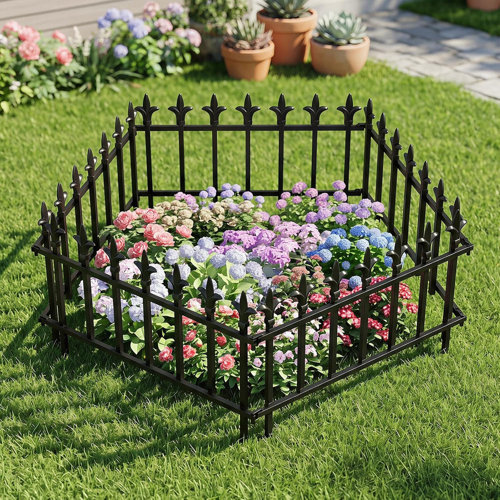 Giantex 5 Panels Decorative Metal Garden Fence, 9 FT No Dig Garden Border Fen...