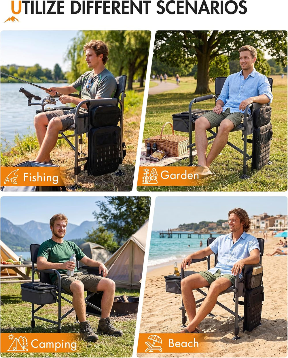 Portal Fishing Chair with Rod Holder,Folding Camping Chair