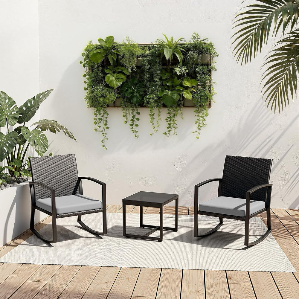 WWR Rocking Patio Bistro Sets 3 Piece - All-Weather - Conversation Furniture ...