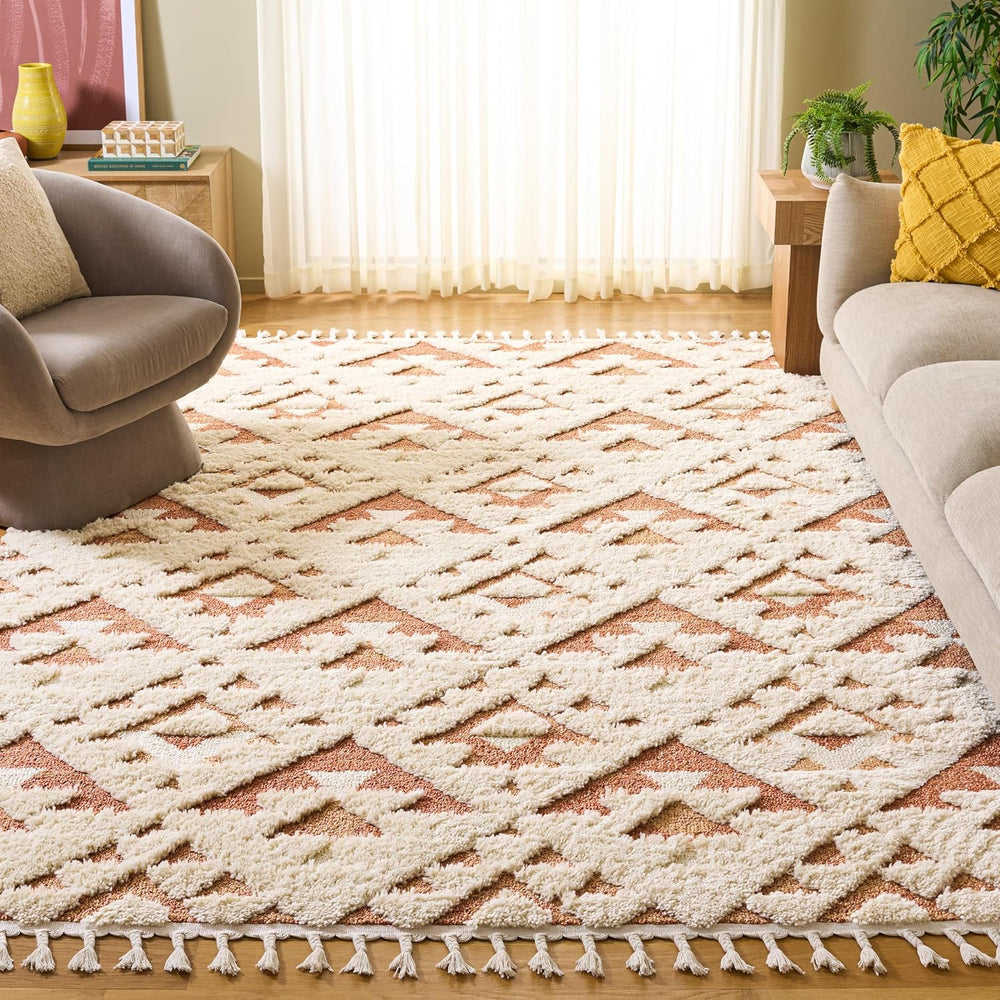 SAFAVIEH Area Rug 8x10 - Moroccan Tassel Shag Collection - Large - Ivory &amp...