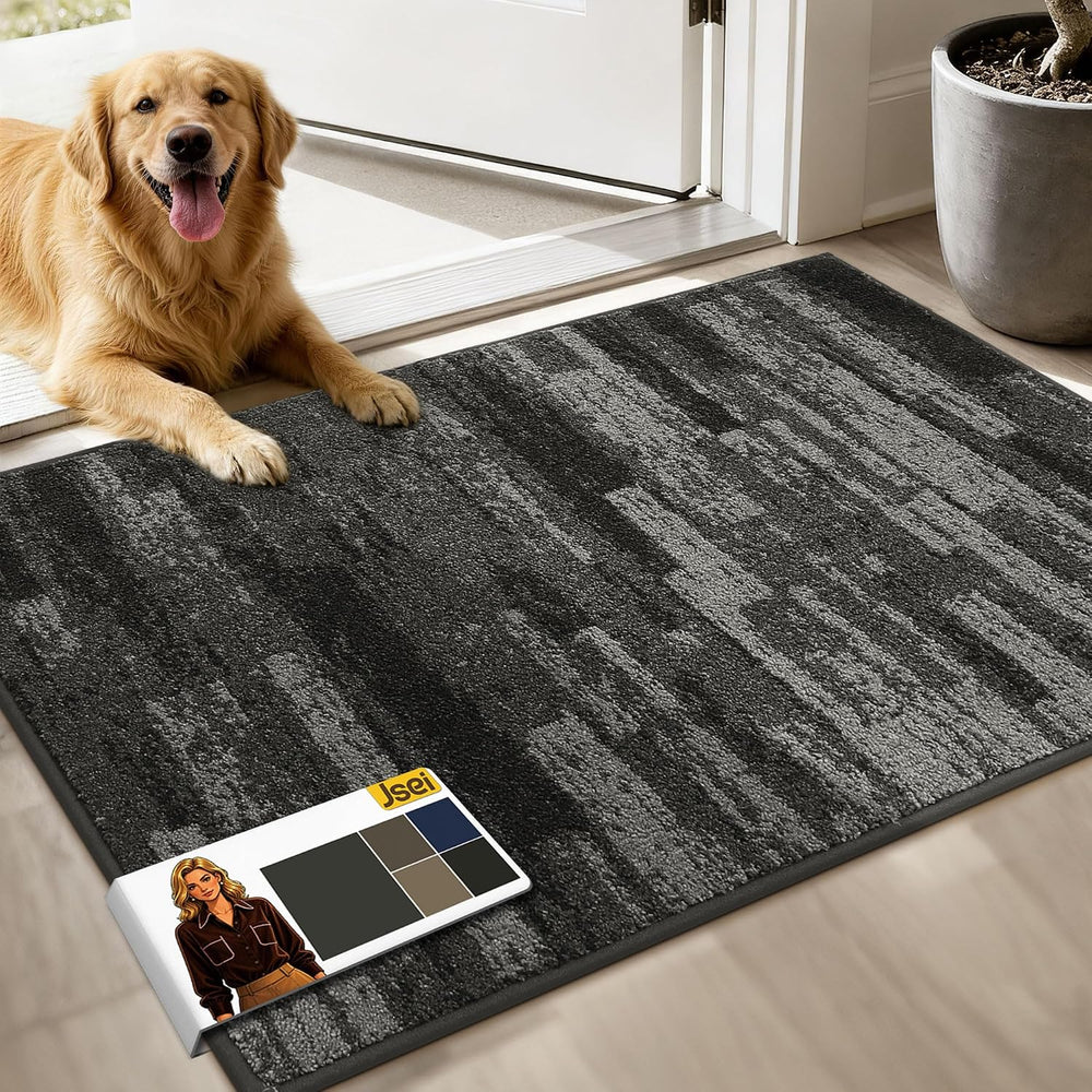 JSEI Dirt Trapper Door Mat 24"x36", Non-Slip Doormat, Light Gray