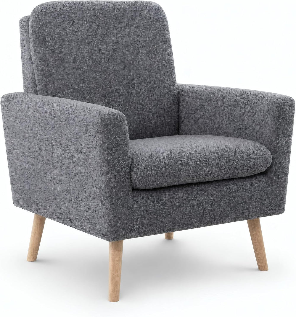 Naomi Home Frida Teddy Fleece Accent Chair, Mid-Century Modern Inspired Armch...
