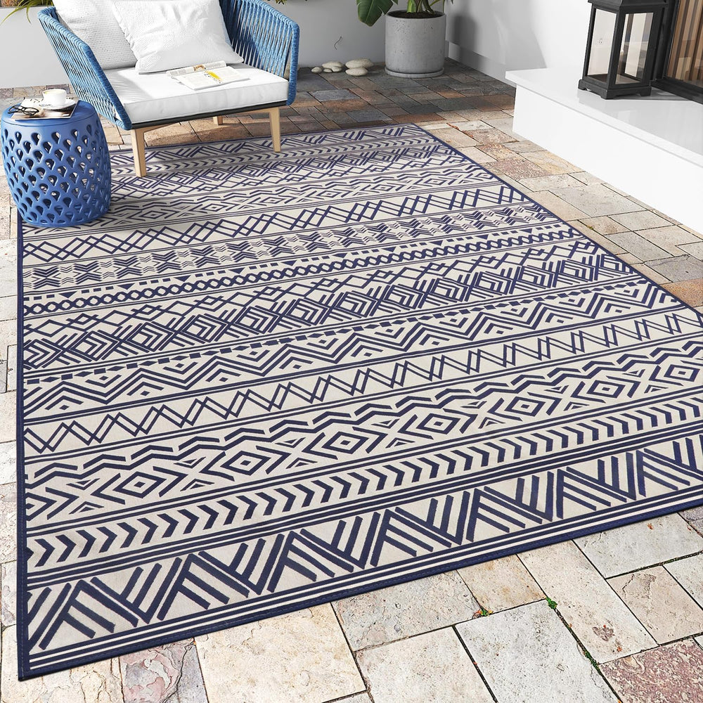 Outdoor Rug Carpet 9X12 ft, Flatweave Textured Outdoor Patio Rug Non Slip Ind...