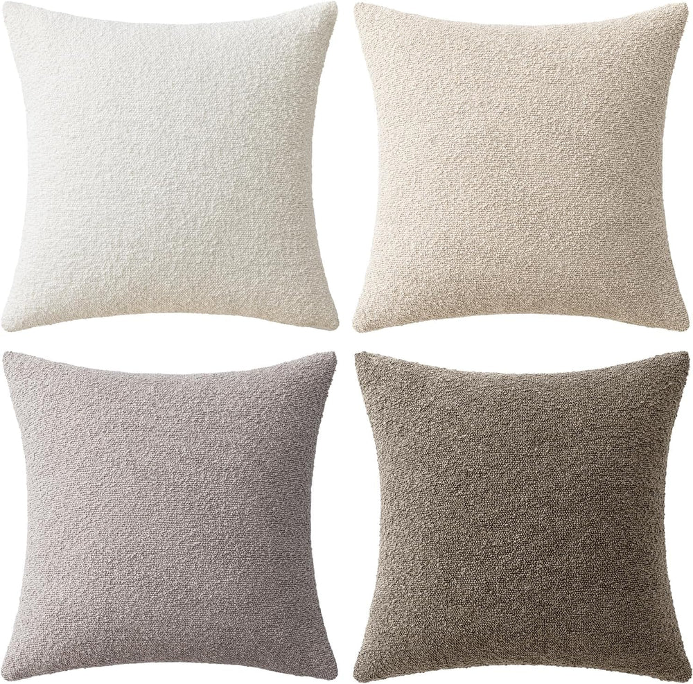 MIULEE Decorative Boucle Throw Pillow Covers 20x20 Inch Neutral Set of 4