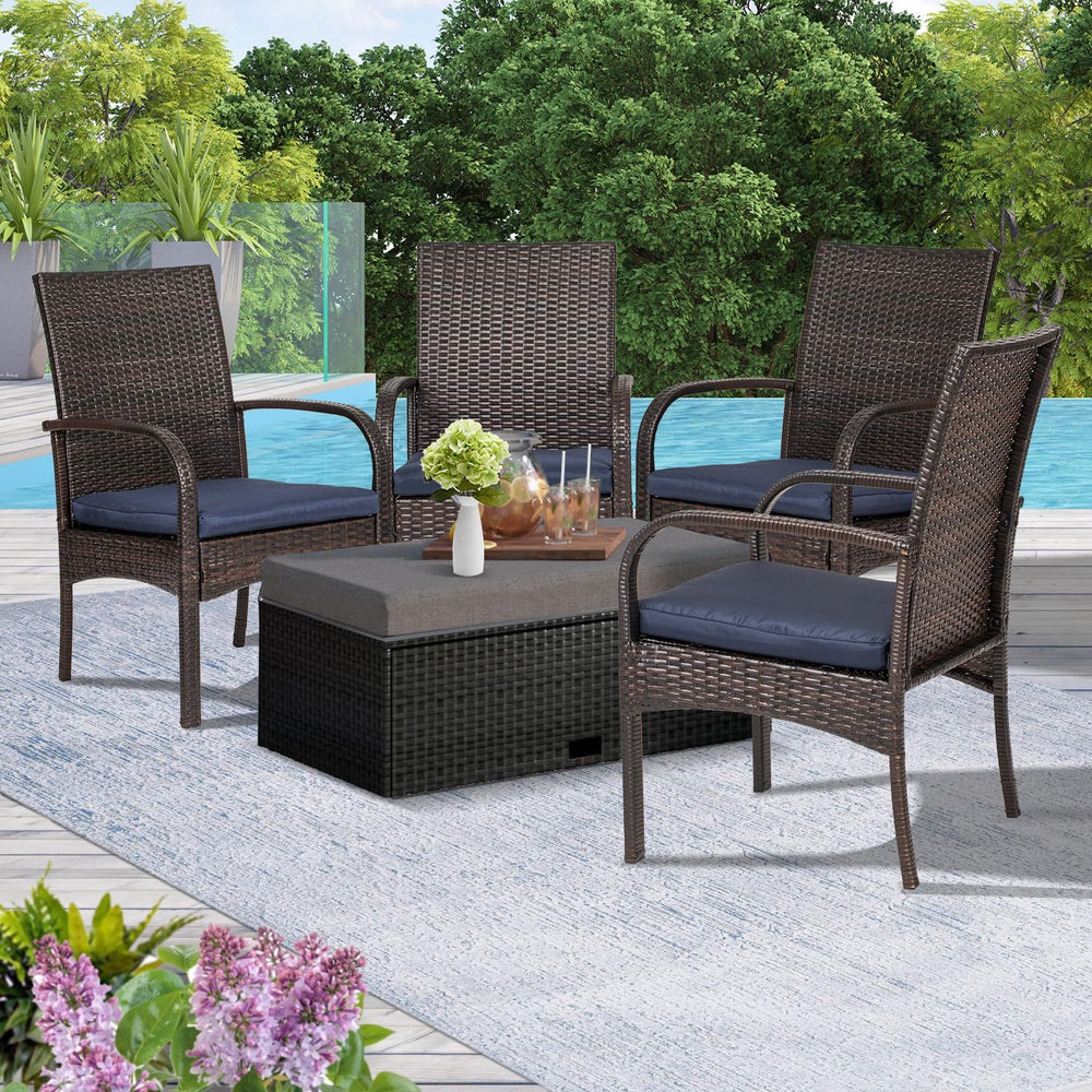 Wicker Patio Dining Chairs Set of 4 - All Weather Outdoor Wicker Chairs with ...