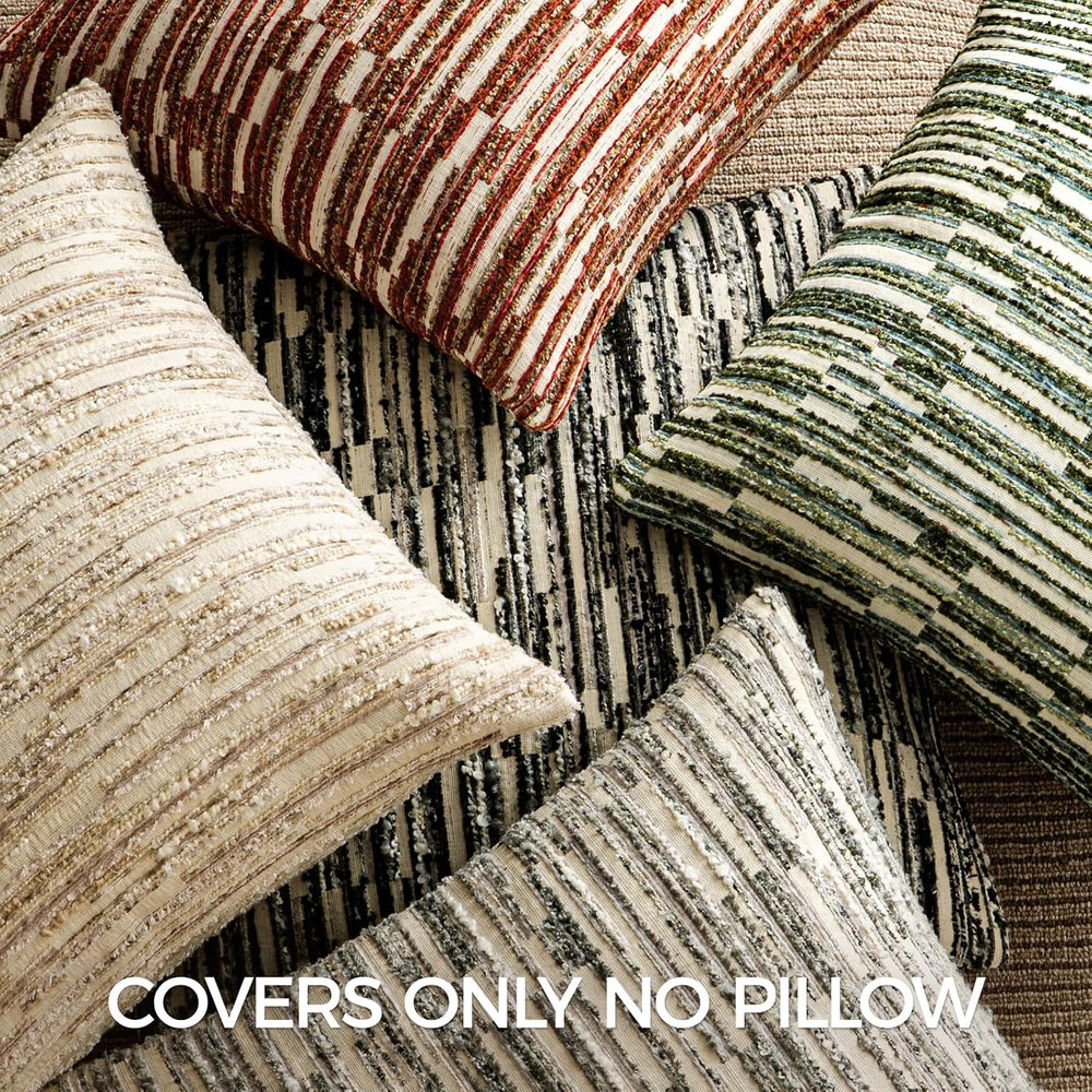 Boho Striped Decorative Throw Pillow Covers 26"X26" Set of 2，Burgundy
