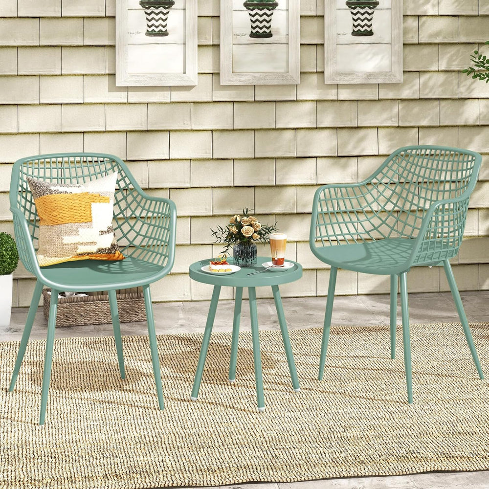 Tangkula 3 Piece Patio Bistro Set, All Weather Heavy Duty Table and Chairs Se...