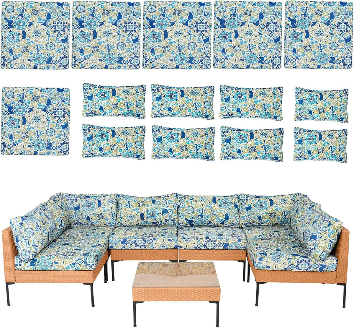 14 piece outdoor patio cushion covers replacement waterproof, main product view
