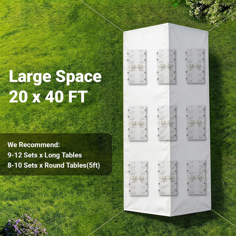 20x40ft Party Tent Heavy Duty with Removable Sidewalls White