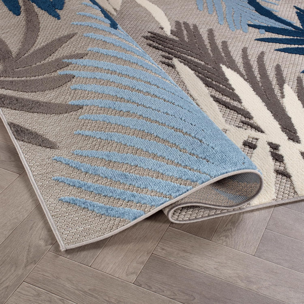 Rugshop Palm Indoor/Outdoor Non-Shedding Deck Patio Area Rug Blue 5' x 7&...