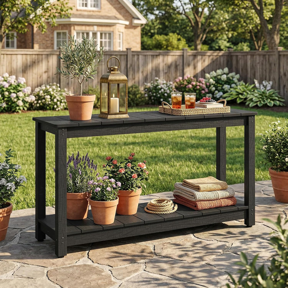 Outdoor Console Table, 48" Weather Resistant HIPS Patio Side Table