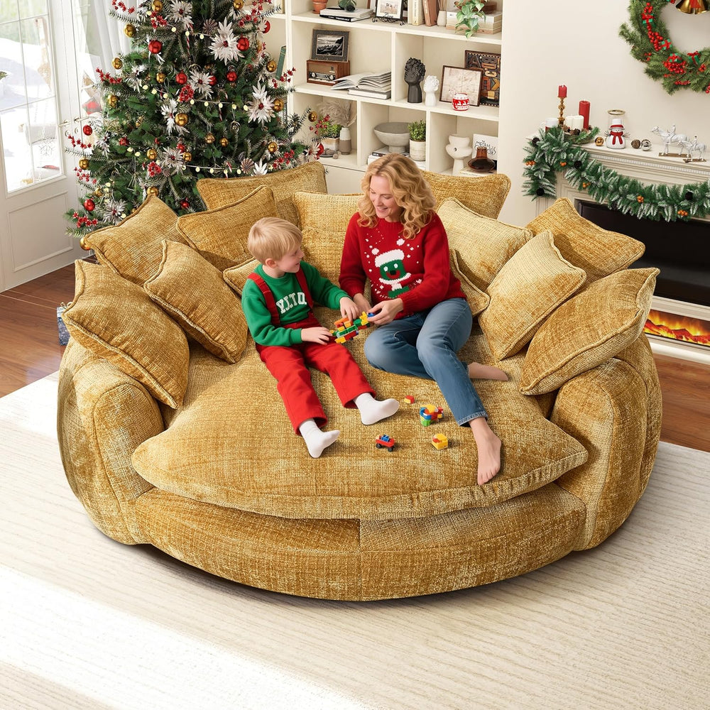 81.1" Oversized Round Chaise Lounge, Extra-Thick 14.9" Seat Wrap-Ar...