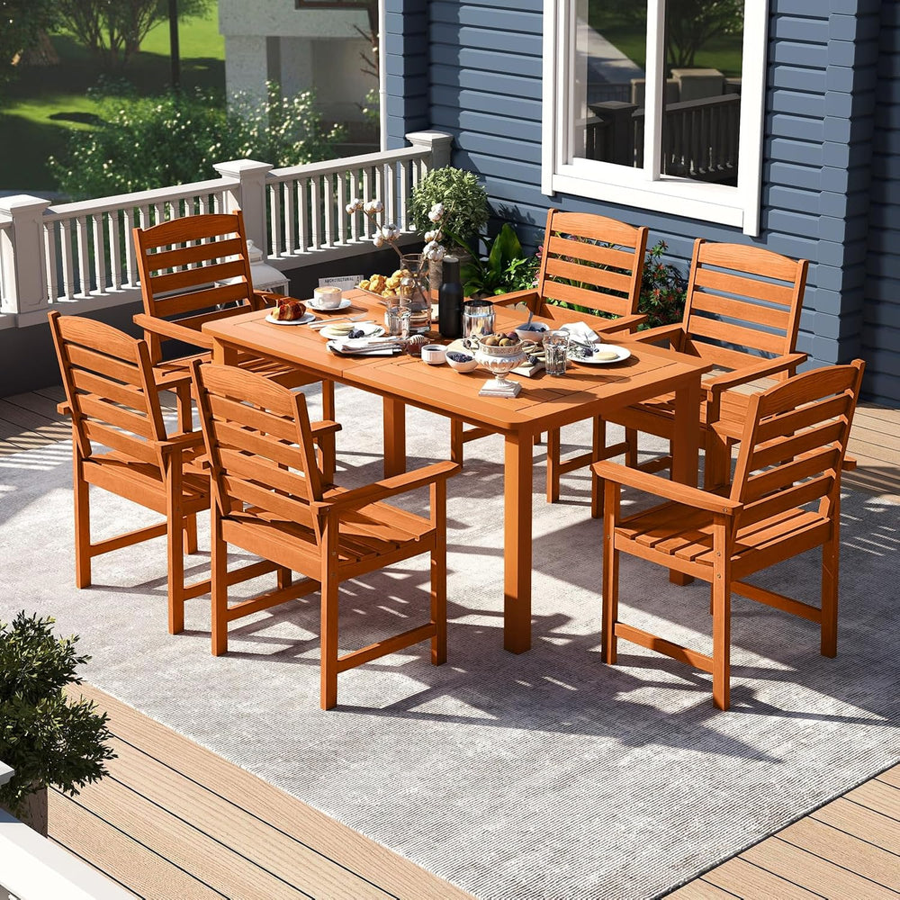 Tangkula Wood Patio Dining Chairs Set of 2, Wooden Outdoor Dining Chairs with...