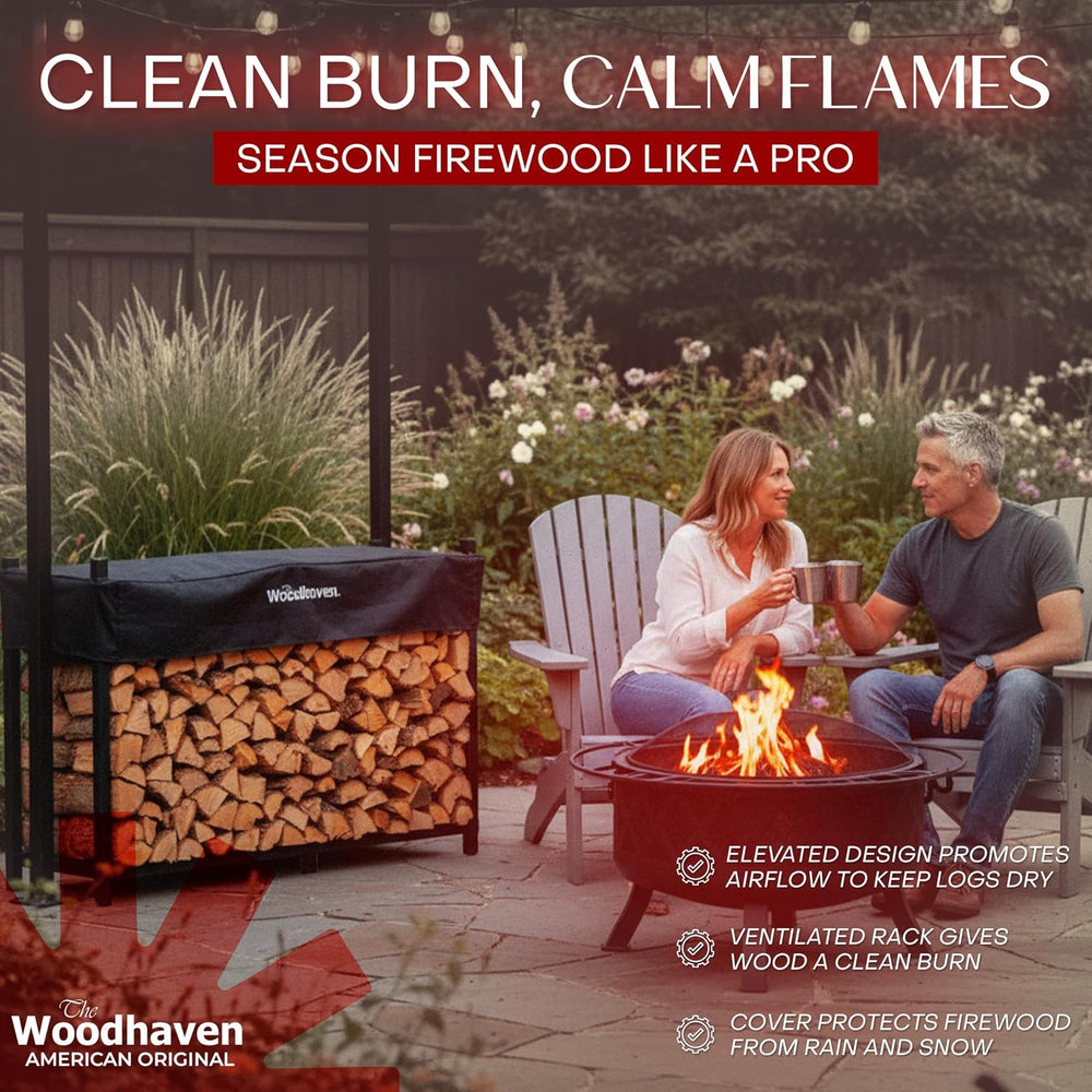 Woodhaven 6-Foot Raised Firewood Rack with Cover, 1/3 Cord | Made in USA